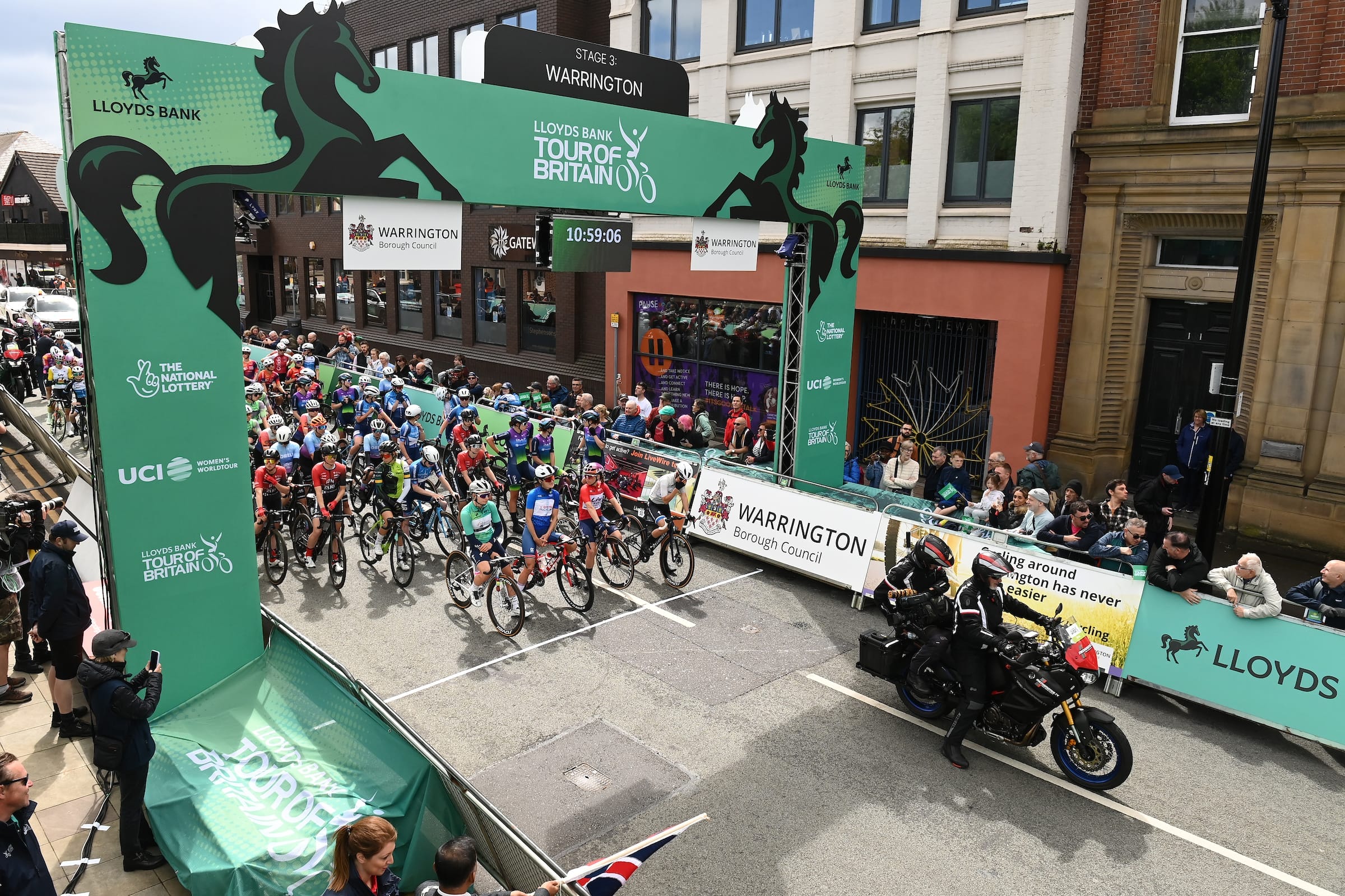 Riders at the start line of the Tour of Britain Men 2024