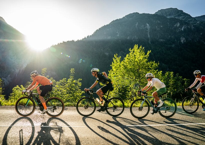 Riders travelling together as they take on the Haute Route Alps 2024