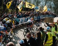 Spectators cheer on the pros during the Tour of Flanders 2025