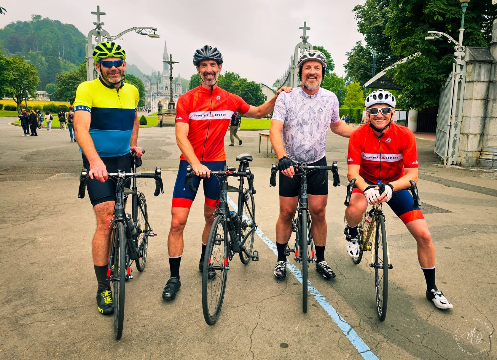 Riders pose having completed the Grand Depart 2025 with Sportive Breaks