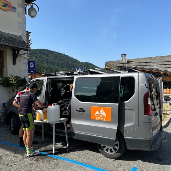 Feed stop on the 2025 Marmotte, Etape du Tour and Tour de France tour