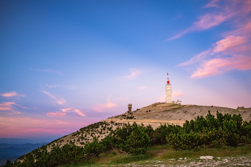 View over the Mont Ventoux during sunset in France