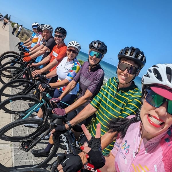 Riders pose ahead of their Vuelta a Espana trip