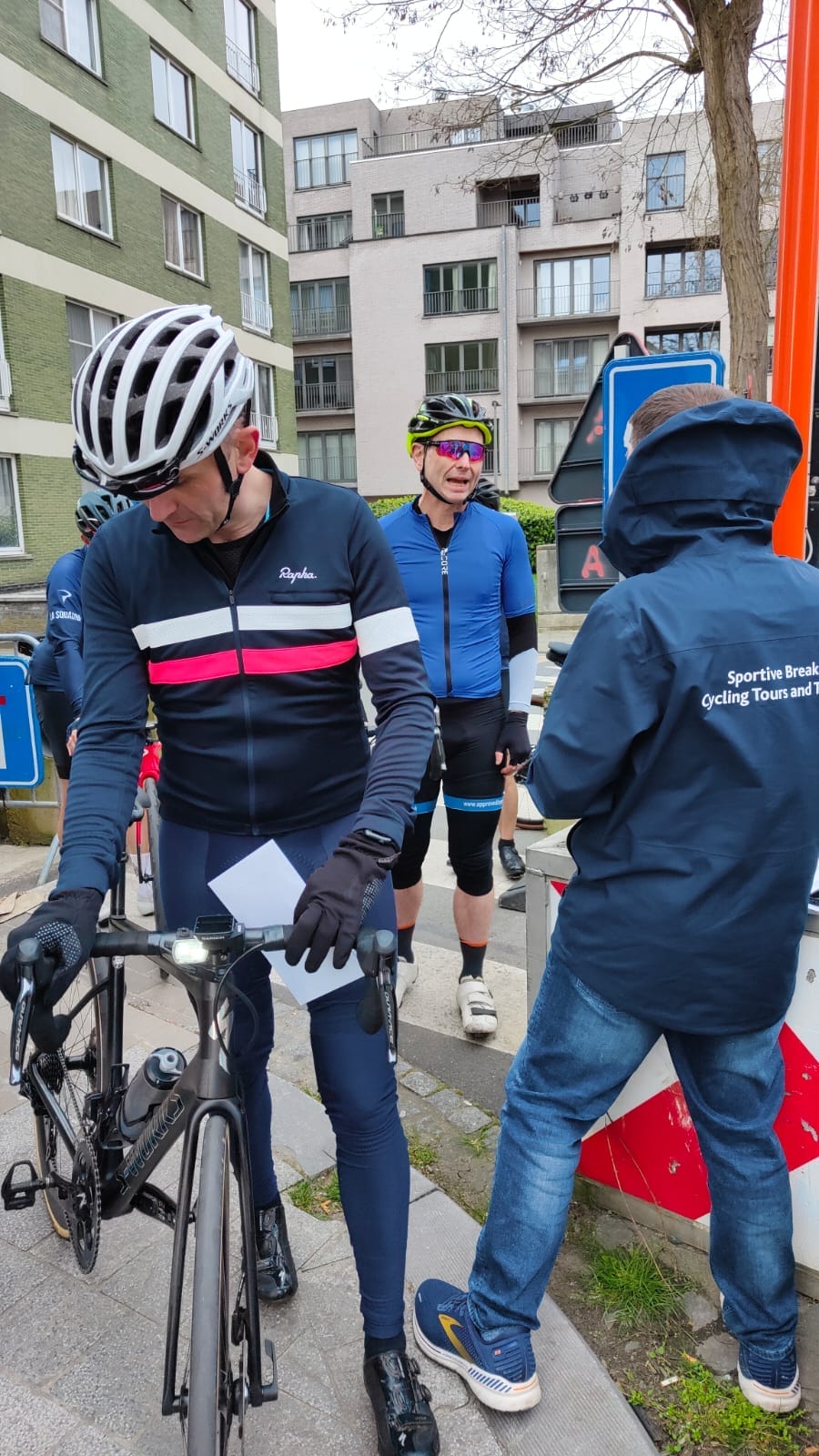 Riders warming up ahead of the start of the Spring Classics Trip