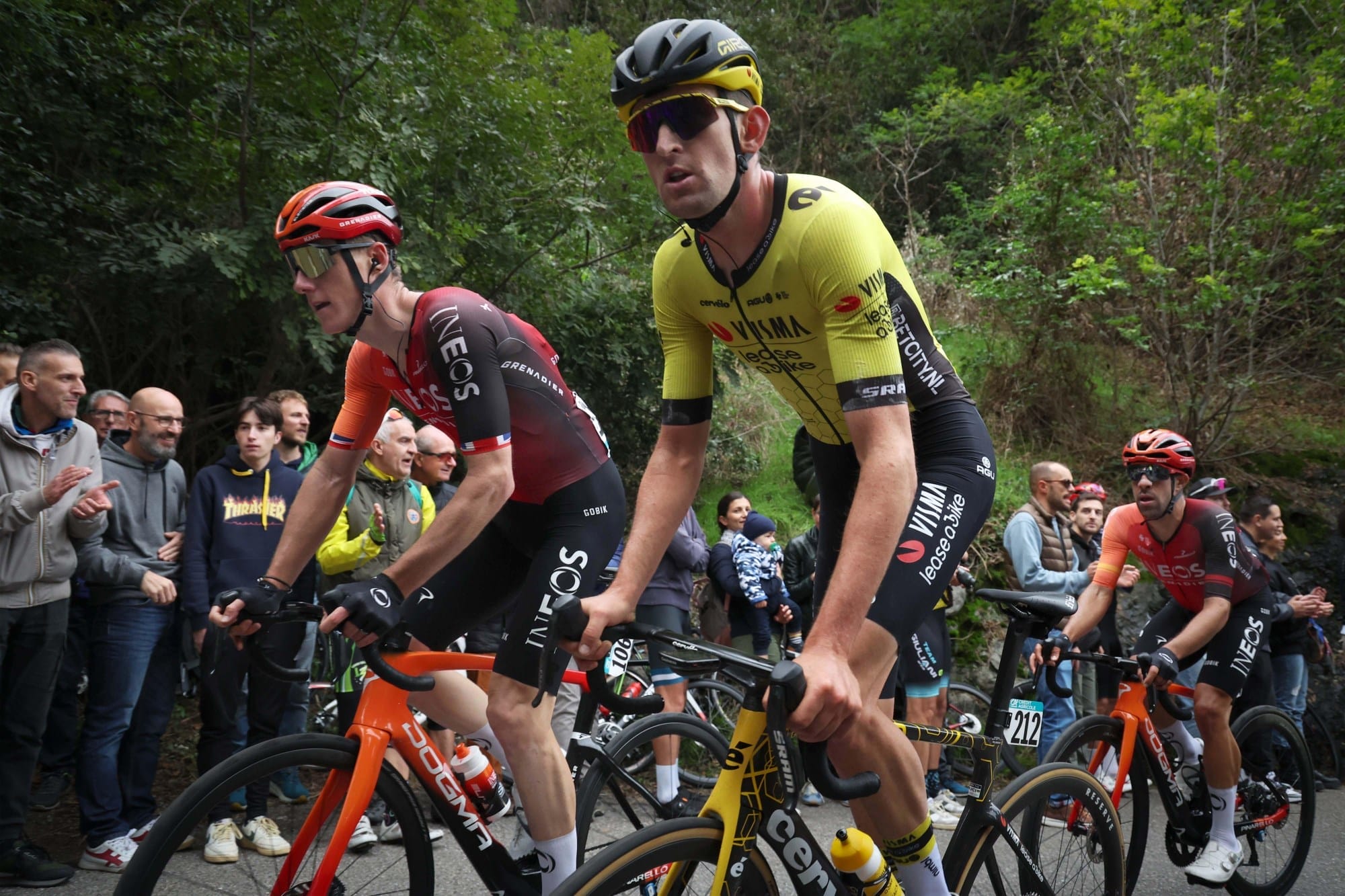 Professional riders tackling the Mont Ventoux Tour de France stage