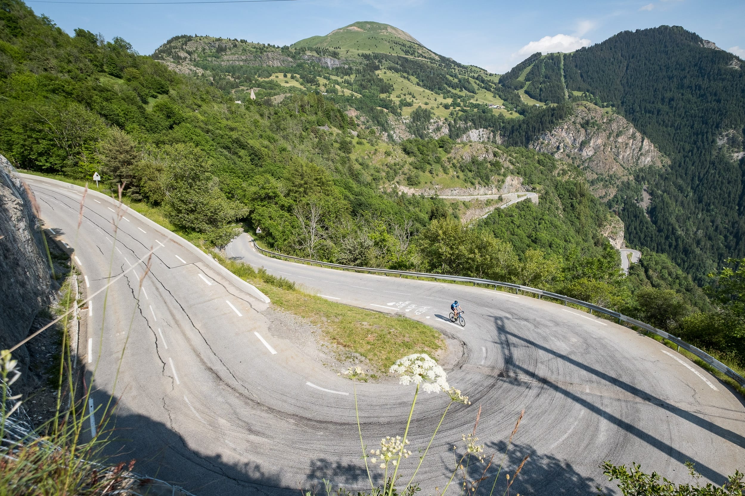 One of the hairpin bends available on the Tour de France Alpe d'huez stages